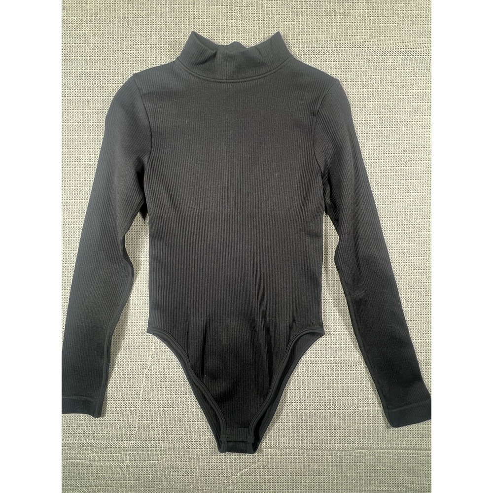 Women's Black‎ Ribbed Turtleneck Bodysuit Size Small